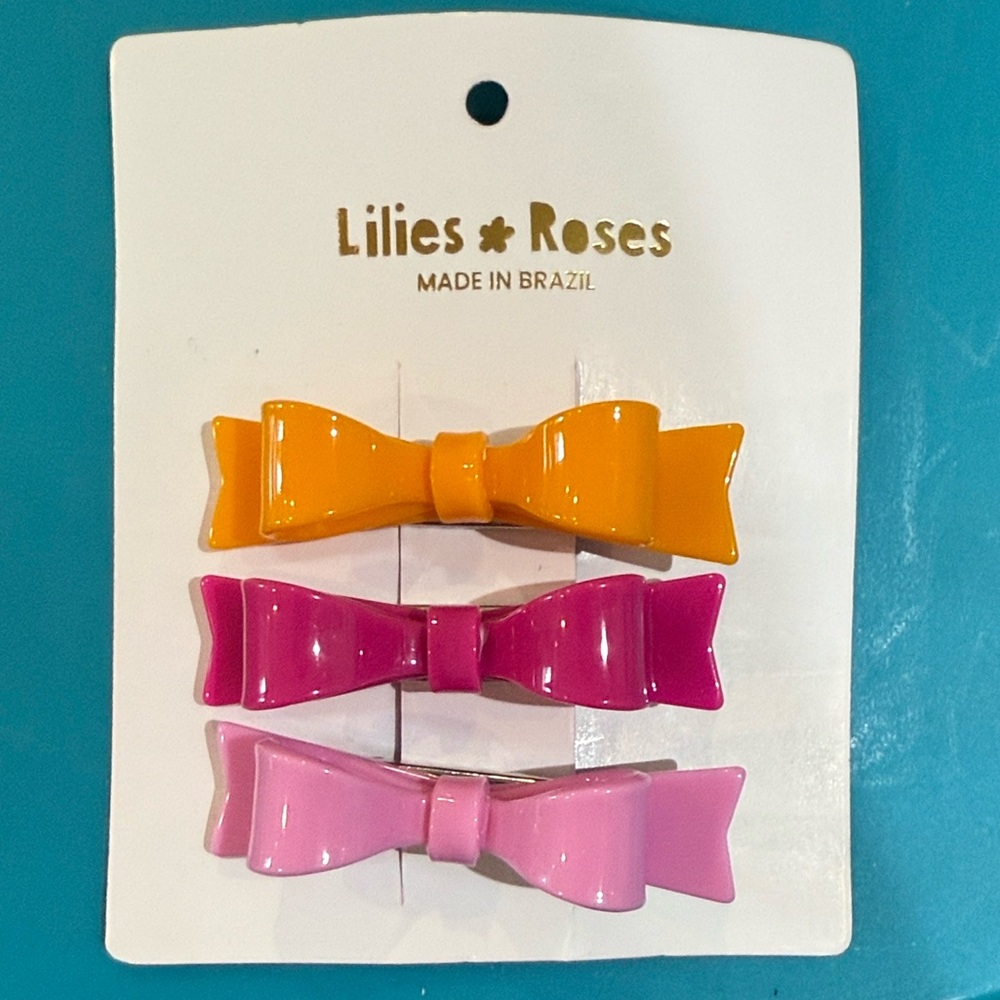 Trio Set of Acrylic Neon Alligator Bow Hair Clips (Pinks and Orange)
